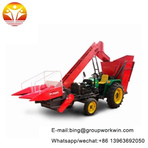 Tractor mounted small rice harvester