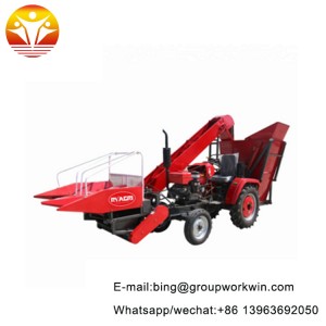 Tractor mounted small rice harvester