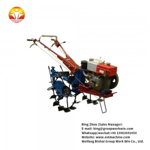 Mini 12hp hand walking agricultural tractor with equipments