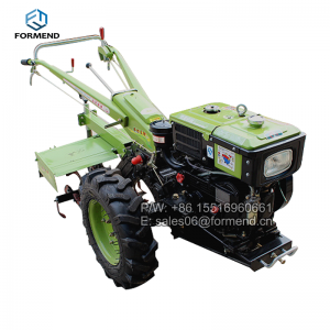 Mini two wheel farm walking tractor with iron wheel trailer