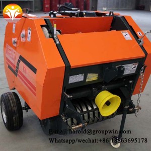 Lawn mower with mini round hay baler machine