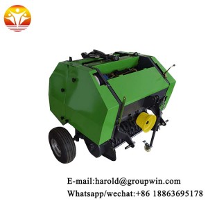 Lawn mower with mini round hay baler machine