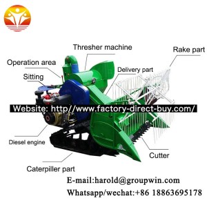 Hand push single row gasoline engine mini corn combine harvester