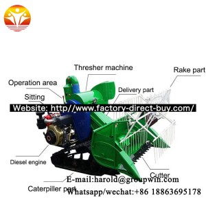 Hand push single row gasoline engine mini corn combine harvester