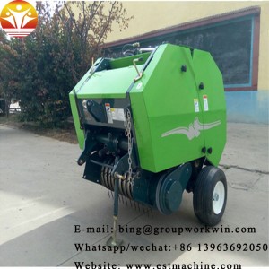 Small straw pickup and baling machine